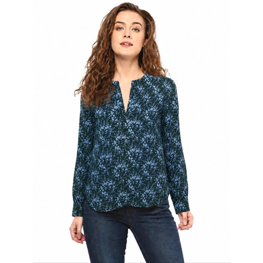 Lark & Ro Floral Popover Blouse Size 14 Long Sleeve - Picture 1 of 5
